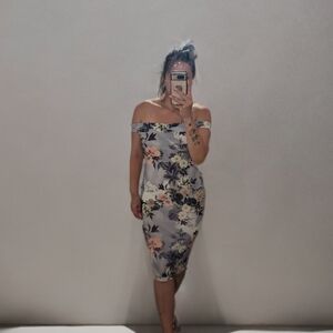 Boohoo Floral Off-Shoulder Midi Dress - Multicolor